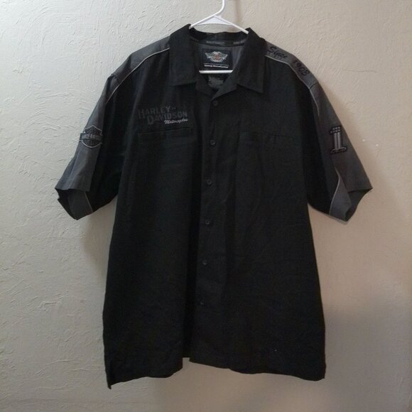 Harley-Davidson Genuine MotorClothes Men’s XL Black Gray Button Up Shirt - Picture 1 of 7